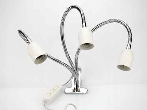 STATYW DO 3 ŻARÓWEK E27 SREBRNY WZMOCNIONY KLIPS