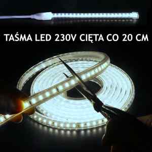 TAŚMA LED KLIK 230V 2835 120LED BIAŁA ZIMNA CIĘTA CO 20 CM