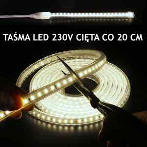 TAŚMA LED KLIK 230V 2835 120LED BIAŁA NEUTRALNA CIĘTA CO 20 CM 