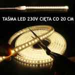 TAŚMA LED KLIK 230V 2835 120LED BIAŁA CIEPŁA CIĘTA CO 20 CM