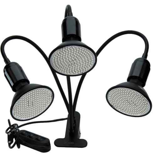 ZESTAW ŻARÓWKA 3X 20W LED GROW KOLOR CZARNA STATYW