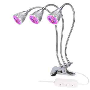 LAMPA LED DO ROŚLIN GROWBOX POTRÓJNA 15W Z KLIPSEM